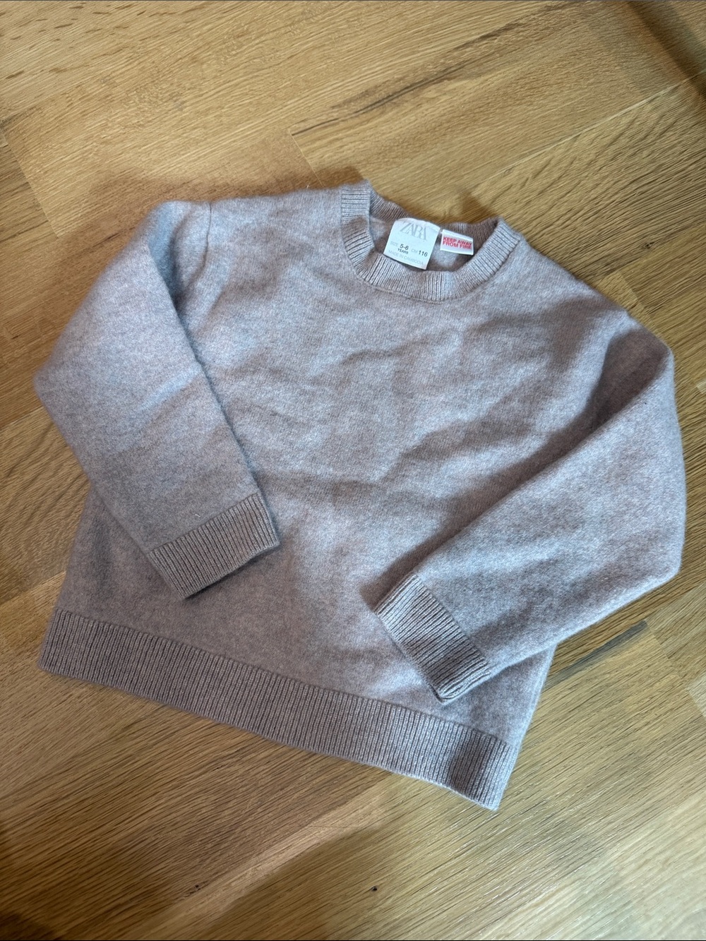 Zara Cashmere Crewneck Sweater in Light Mauve